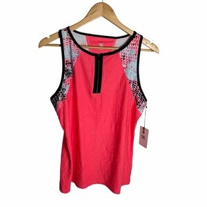 NWT Tail laser pink Sleeveless workout tank top with front zipper size XL